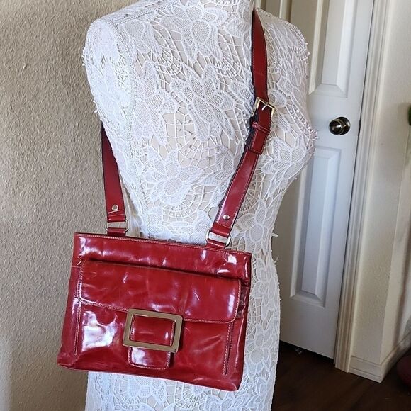 Peck&Peck Red Leather Shoulder Bag - Picture 1 of 11